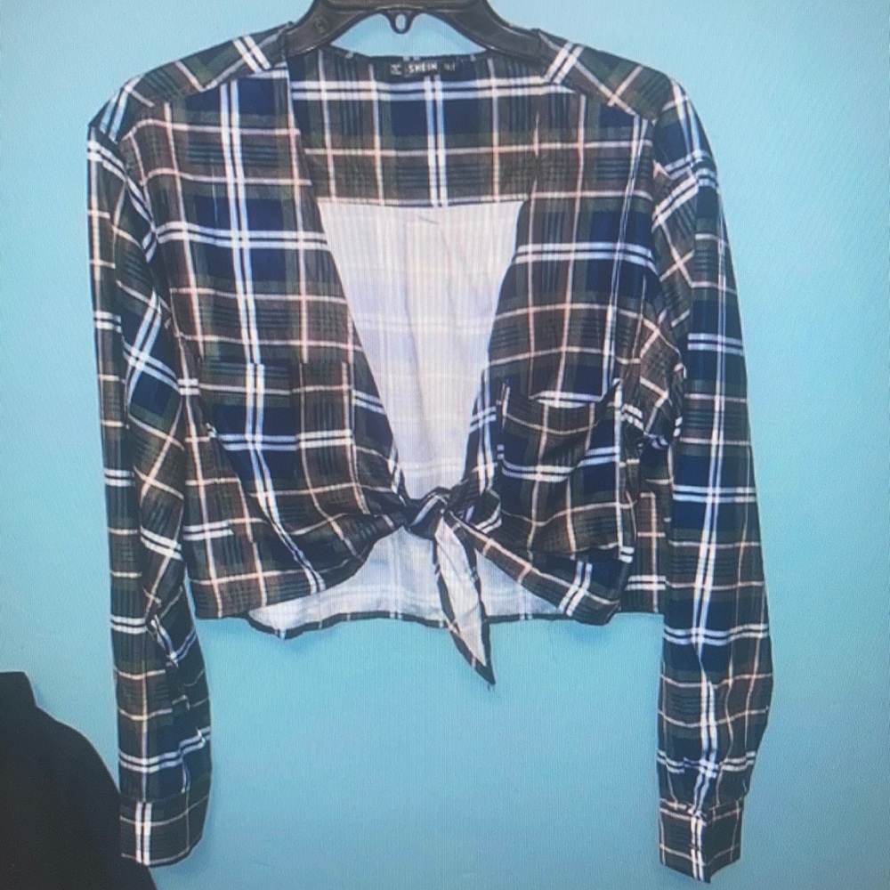 Waist plaid print blouse